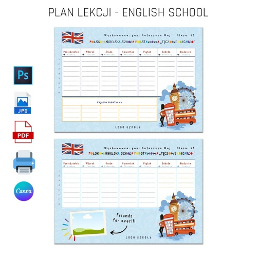 Plan lekcji ze zdjęciem lub bez PlikShop.pl