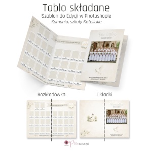 Komunijne Tablo składane -  szablon do edycji w Photoshopie 