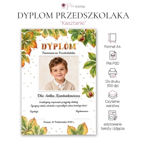 Dyplom przedszkolaka – szablon PSD + PNG, A4
