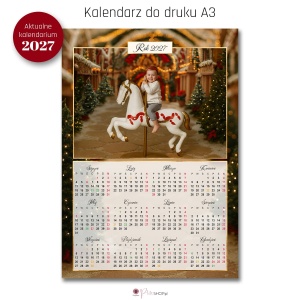 Kalendarz świąteczny A3 – kalendarium 2027 – szablon PSD + PNG