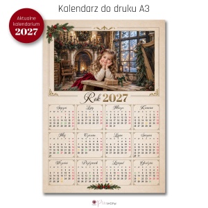 Kalendarz świąteczny A3 – kalendarium 2027 – szablon PSD + PNG
