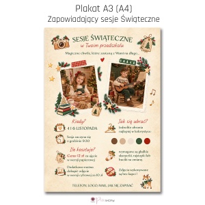 Plakat – oferta sesje świąteczne – szablon PSD, A3