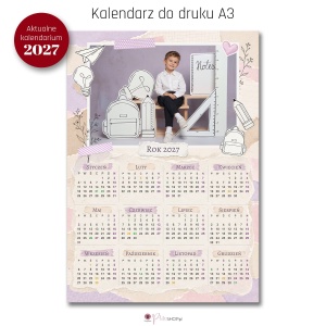 Kalendarz szkolny A3 – kalendarium 2027 – szablon PSD + PNG