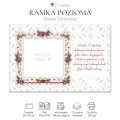 Szablon świątecznej ramki poziomej Sweet Christmas 30x20 z kwadratowym oknem „Wstaw zdjęcie”, ozdobną ramką z gałązkami i laskami cukrowymi oraz życzeniami po prawej
