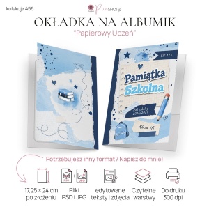 Pamiątka Szkolna – okładka na zdjęcia „Papierowy Uczeń” | PSD + JPG