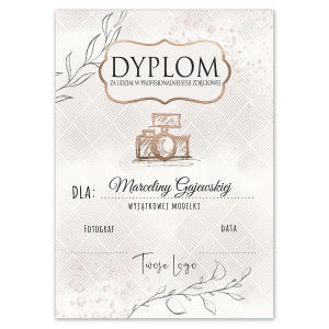 Dyplom za udział w sesji zdjęciowej