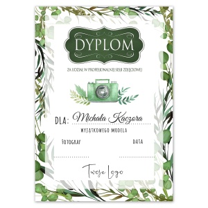 Dyplom za udział w sesji zdjęciowej